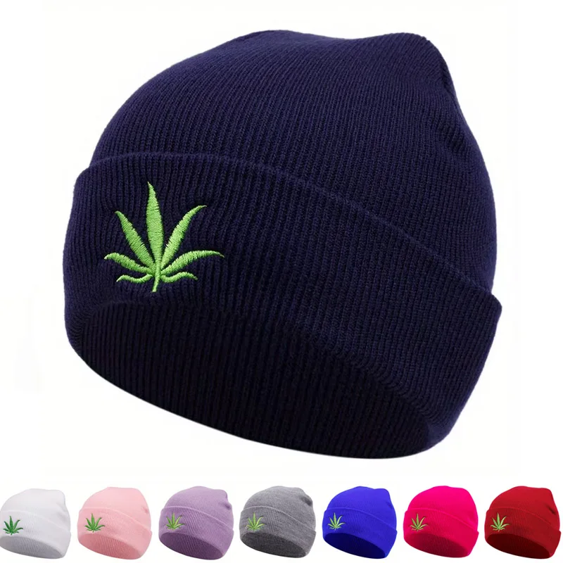 

Autumn Winter New Men Beanies y2k Fashion grass Embroidered Knitted Hats For Women Outdoor Keep Warm Bonnet