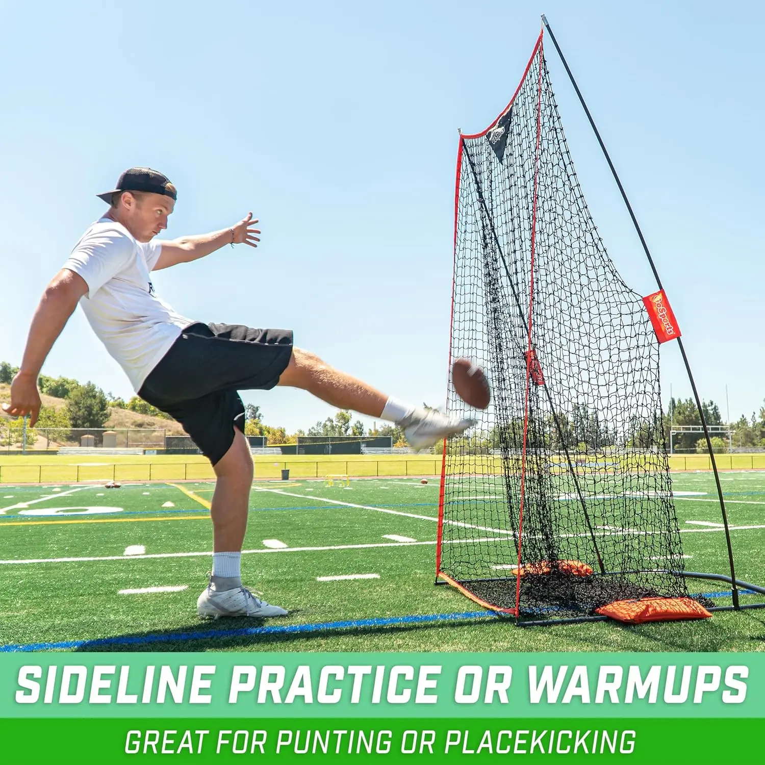 Football 7 ft x 4 ft Kicking Net - Sideline Practice for Punting or Place  Ultra-Portable Design with Weighted Sandbag