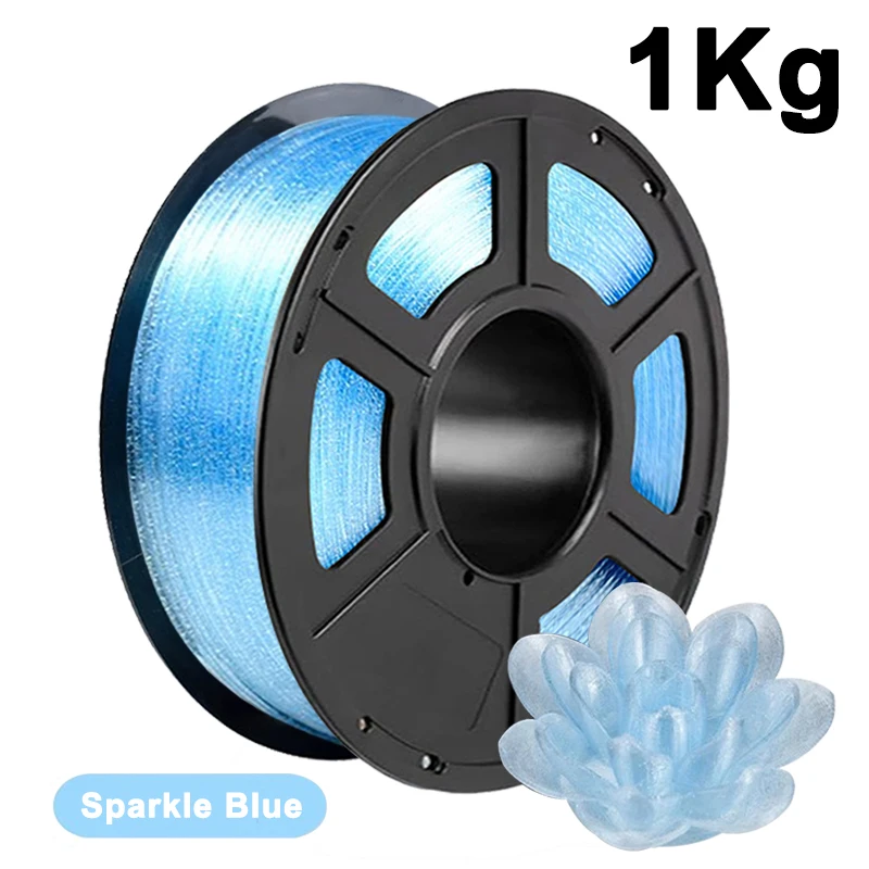 PLA 3D 印刷材料 1.75mm 透明クリスタルスパークルブルー PLA