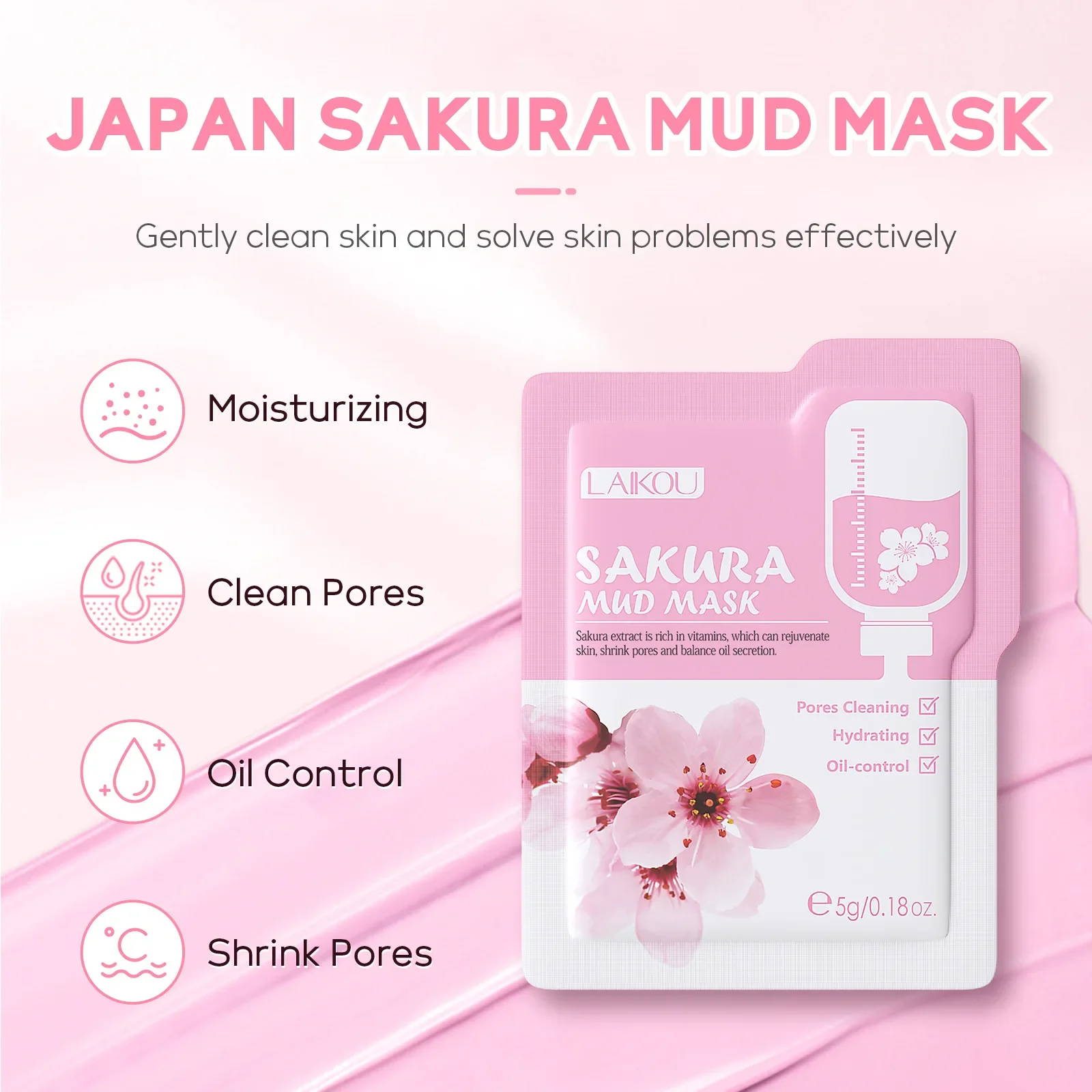 LAIKOU 12pcs Mud Mask Facial Clay Mask Moisturizing Sakura Matcha Eggplant Tea Tree Oil-Control Deep Cleansing Facial Skin Care