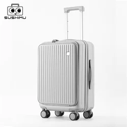 SUSHIMU Trolley Case Travel Suitcase Boarding Case Password Box Suitcase Portable Wheel Rolling Luggage Bag Front opening