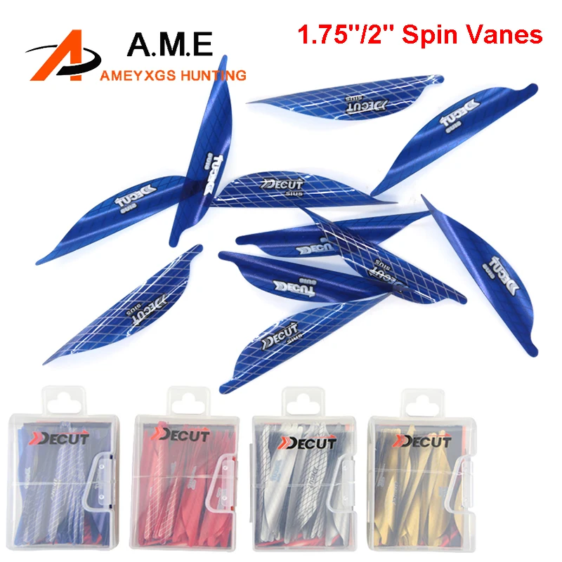 

50Pcs 1.75"/2" Spin Vanes Arrow Feather Archery Plastic Spiral Feather Right Wing Arrow Fletching Shooting Hunting Accessories