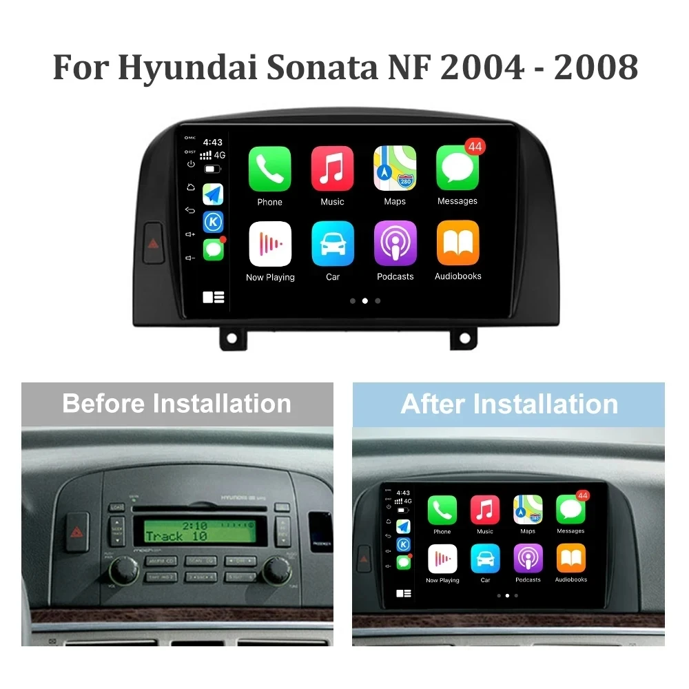 Android 14 For Hyundai SONATA NF 2004 2005 2006 - 2008 Car Radio Navigation Multimedia Player Stereo GPS WiFi+4G Videa Carplay