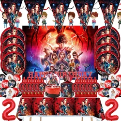 Stranger Things 4 Decorazioni per feste di compleanno Stoviglie usa e getta Piatto Tazza Tovaglioli Stranger Things Articoli per feste per ragazzi Bambini