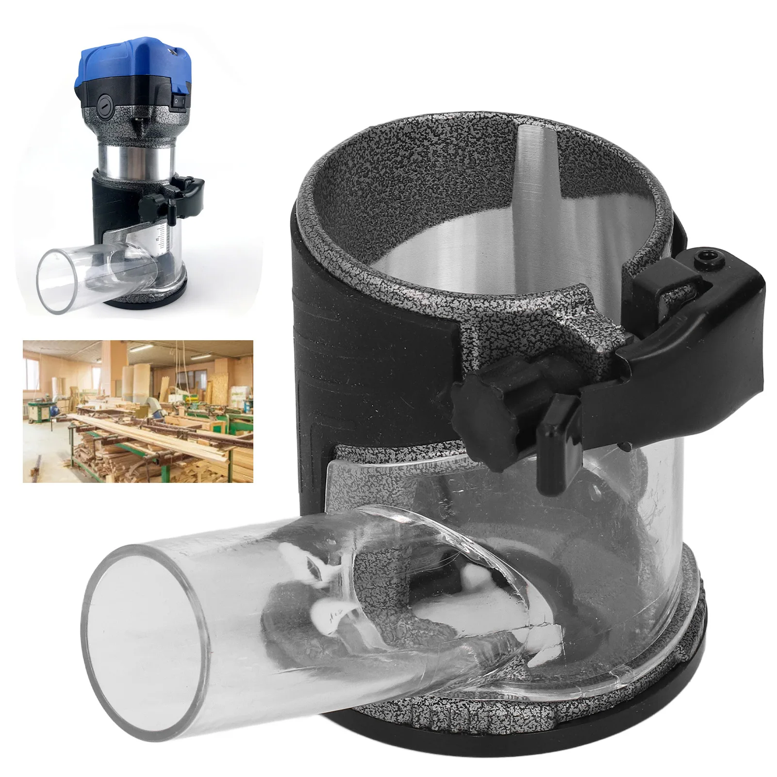 

Trimming Machine Base Adjustable Aluminum Alloy Plunge Router Base With Dust Collection Cover