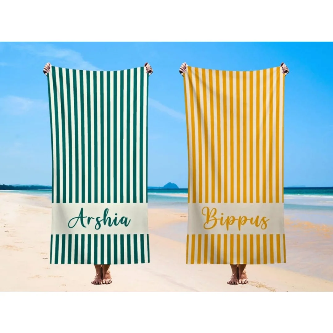 Strandtücher mit individuellem Namen, Farbe, leichtes Mikrofaser-Handtuch, Anti-Sand, schnell trocknendes Badetuch, personalisiertes Geschenk für Geburtstagsvater – Detail 3