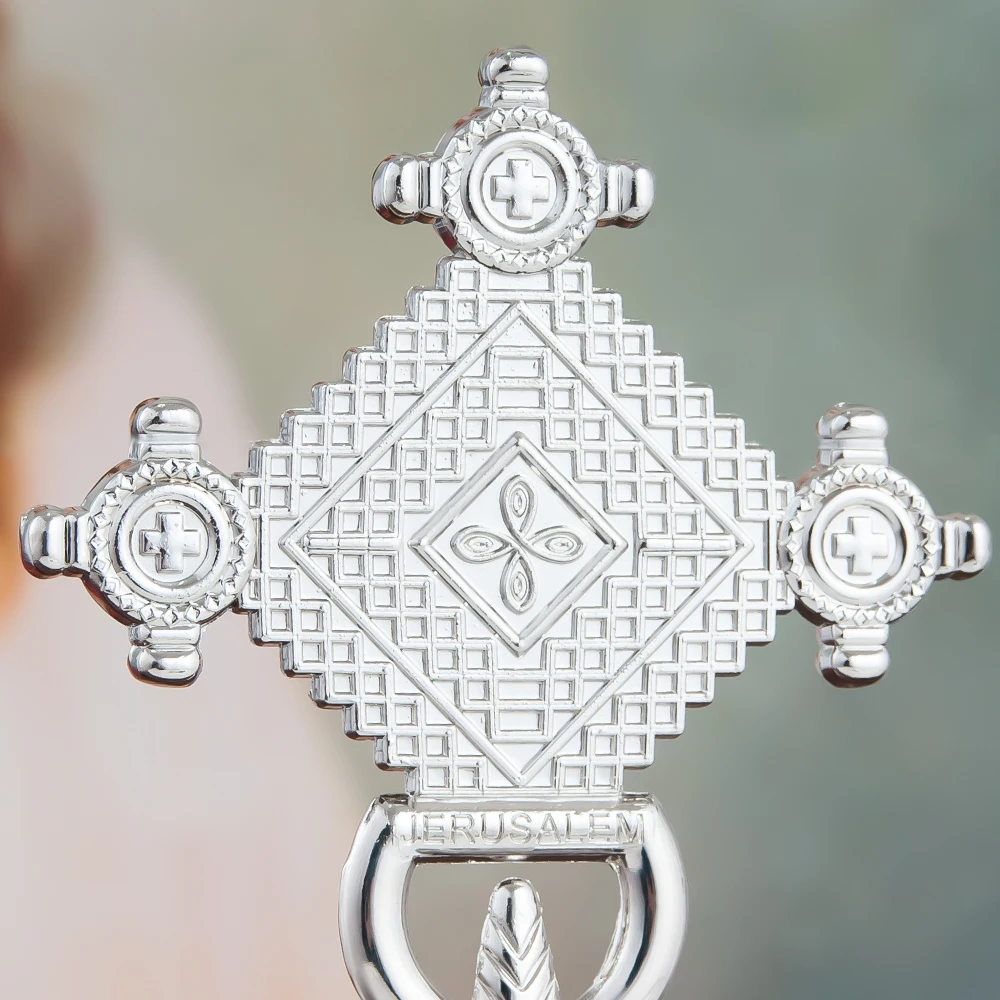 

New 2026 Orthodox Cross Christ Statue Religious Prayer Hand Holding Cross Gold Plated Church Home Ornament Jewelry Box Gifts