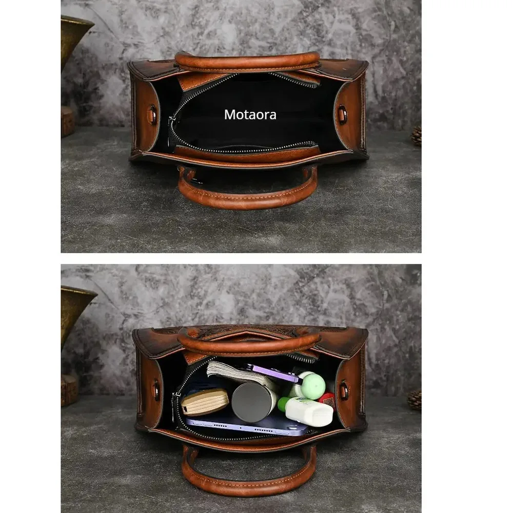 MOTAORA Neue geprägte Umhängetasche für Damen, Vintage-Handtasche und Geldbörse aus Leder mit großem Fassungsvermögen für den täglichen Gebrauch