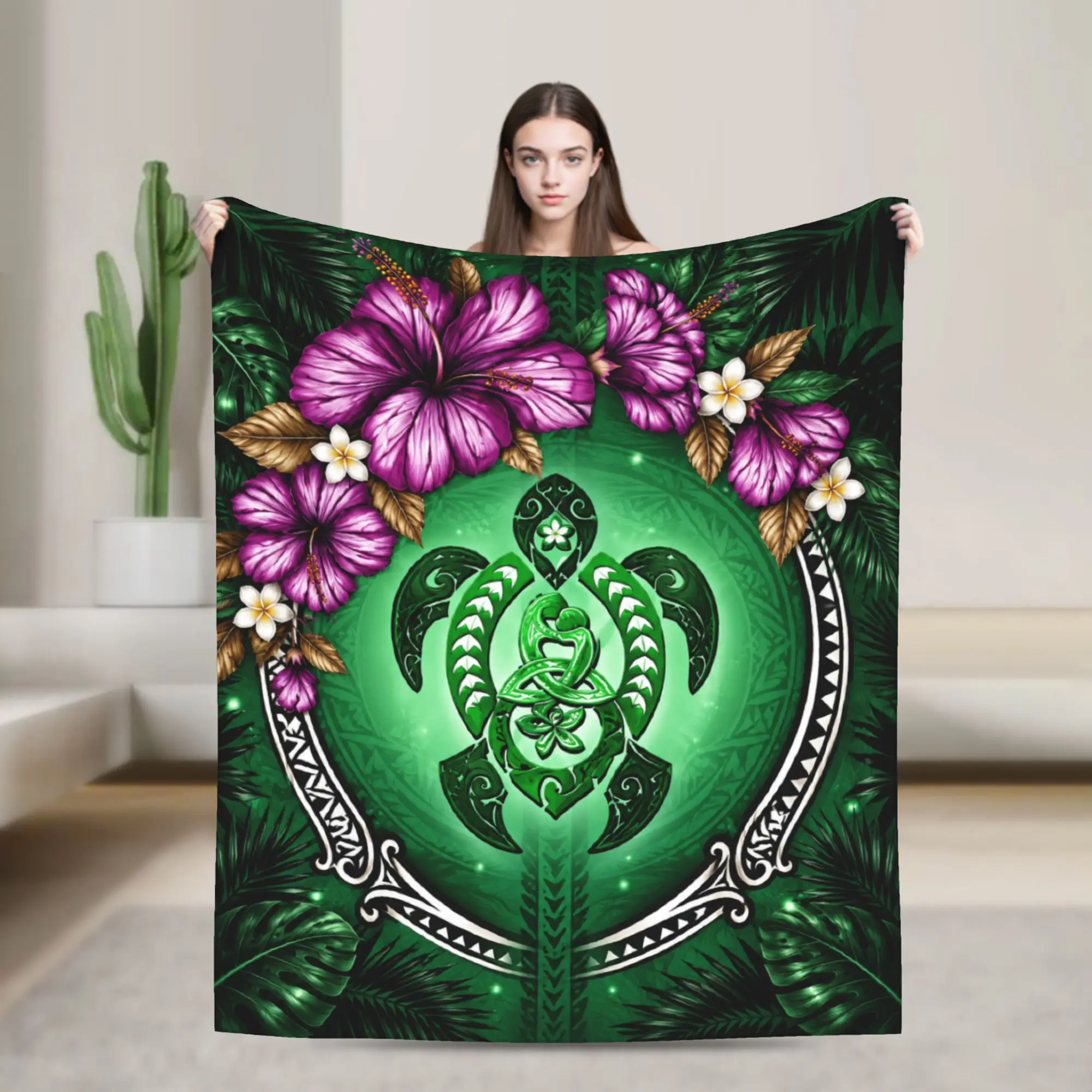 Soft Warm Blanket Girls Boys Decorative Sea Turtle Tropical Garland Throw Blanket  Flannel Bedspread For Couch Chair Bed Cover