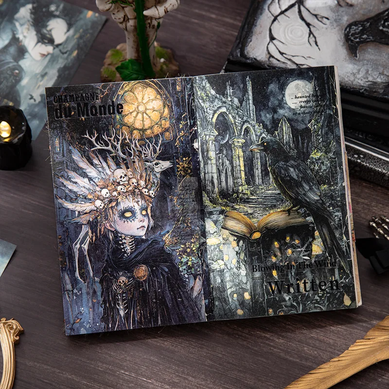 1pack/2pack Gothic Fantasy Series Dark Theme Background Material Book 30 Sheets Scrapbook Base Collage Paper Decor