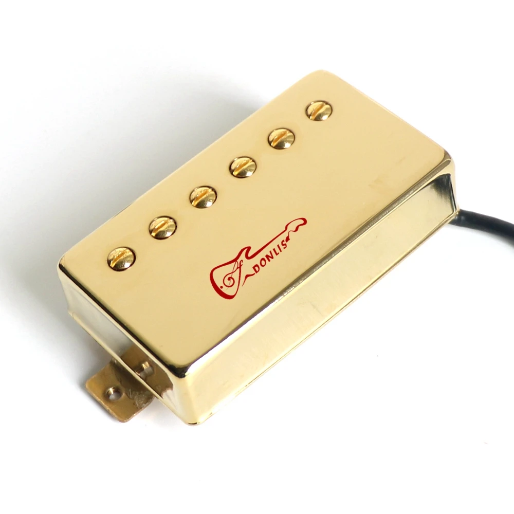 Donlis Alnico 5/2 Covered Lp Guitar Pickups Humbucker Vintage PAF style In Black Gold Color with 4 Conductor Wire and Rings