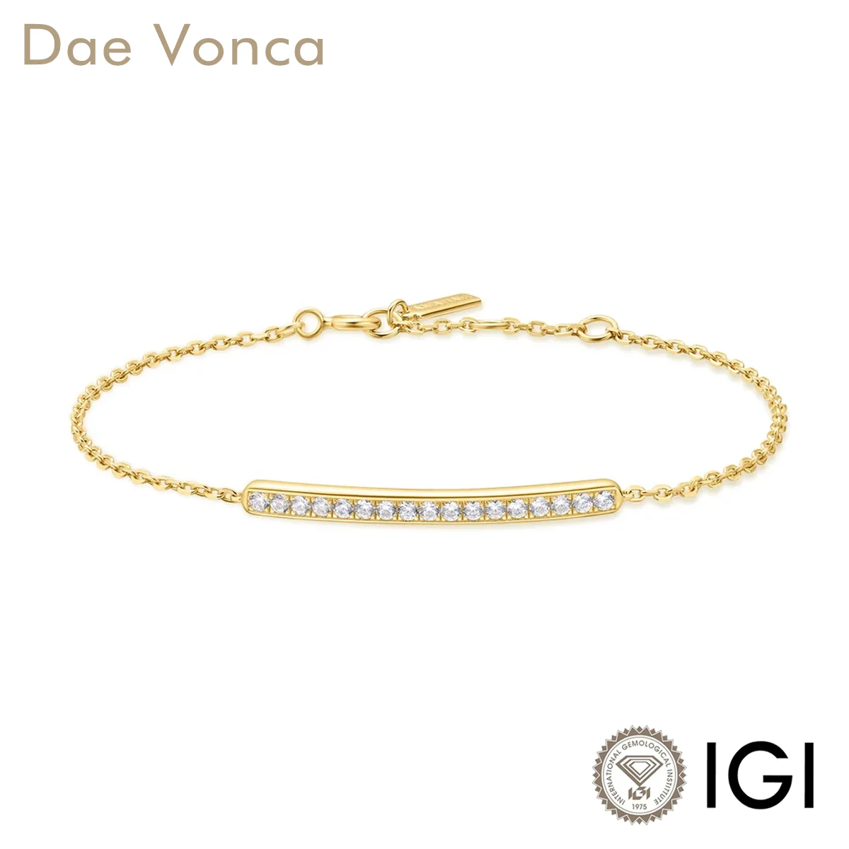 Gold Pavé Lab Grown Diamond Bar Bracelet 9K/14K/18K Yellow Gold DEF VS/VVS Lab Diamond Bracelet Fine Jewelry For Women