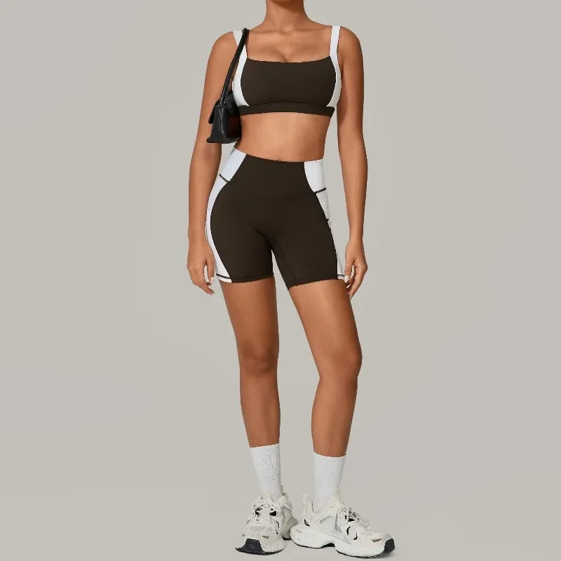 

2 Pcs Yoga Set Women Hollow Back Sports Bra+Hip Lifting Sports Shorts Workout Set Seamless Fitness Gym Set Sportswear Tracksuit