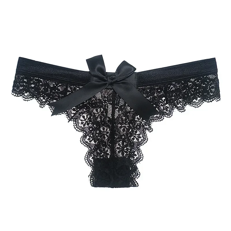 Sexy Bow-knot Lace Thongs Low Waist Panties Women's Underwear Seamless Transparent Erotic Lingerie Female Briefs Panty G String