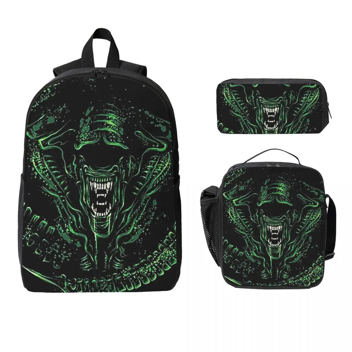 

FaceHugger Alien Xenomorph Shoulder Backpack BookBag School Bag Computer Shoulder Bags 3ps Insulated Lunch Bag Pencil Case