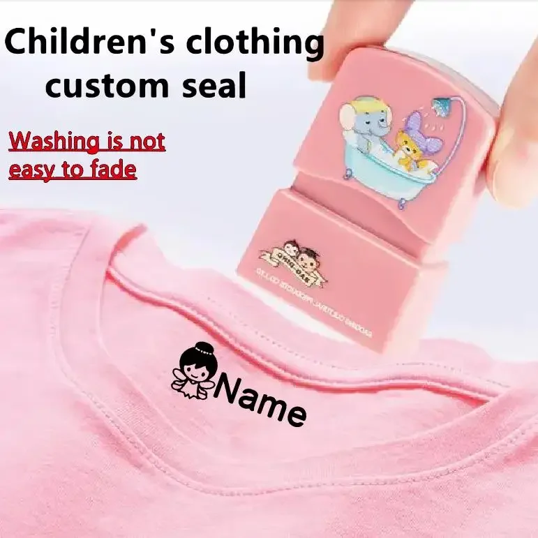 맞춤형 개인 학생 어린이 아기 이름 새김 방수 비 변색 유치원 귀여운 만화 의류 이름 도장 만들기