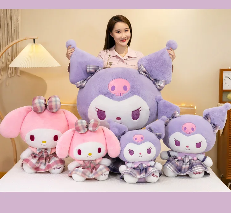 

Sanrio Cartoon JK Uniform Kuromi Plush Toy Cute Mymelody Doll 50/60cm Super Soft Girls Sleeping Pillow Children's Birthday Gift