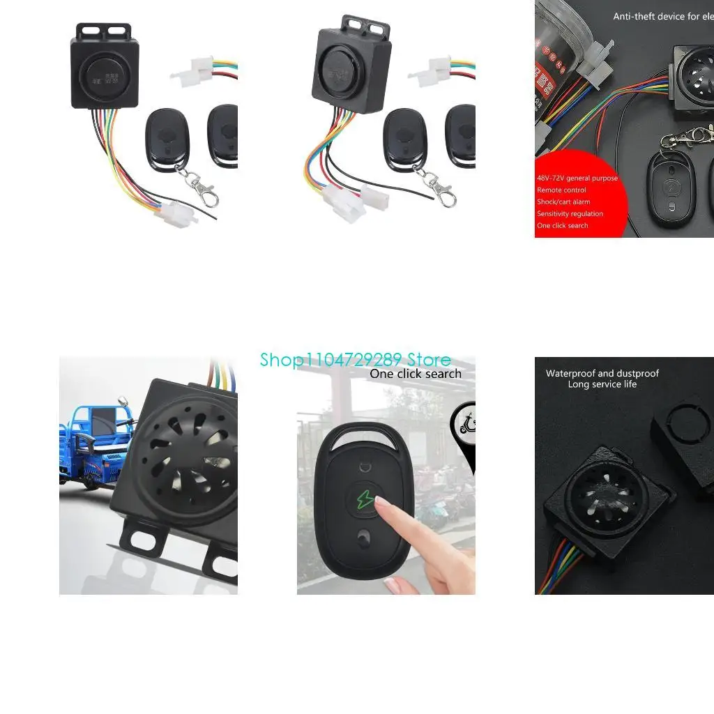 

D8KE Electric Bike/Tricycle Alarm 48V-72V Wireless Remote Control Security Alarm Electric Bike Scooter Alarm Waterproof