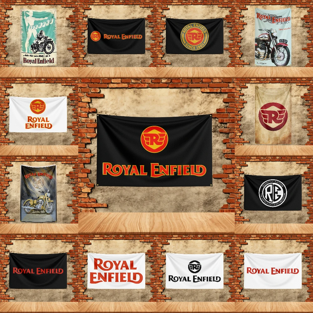 Motorcycle Flag 3x5ft for Royal enfield Fans Banner Custom any Image Garage Bedroom Living Room Dorm Wall Hanging Decor Tapestry