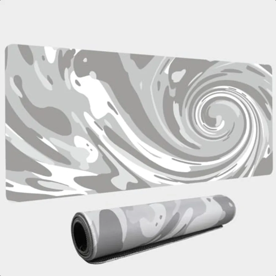

Fluid Pattern XL Mouse PadThicken Waterproof Grey Swirl Large Gaming Mousepad with Stitched Edge Mouse Computer Desk Accories N