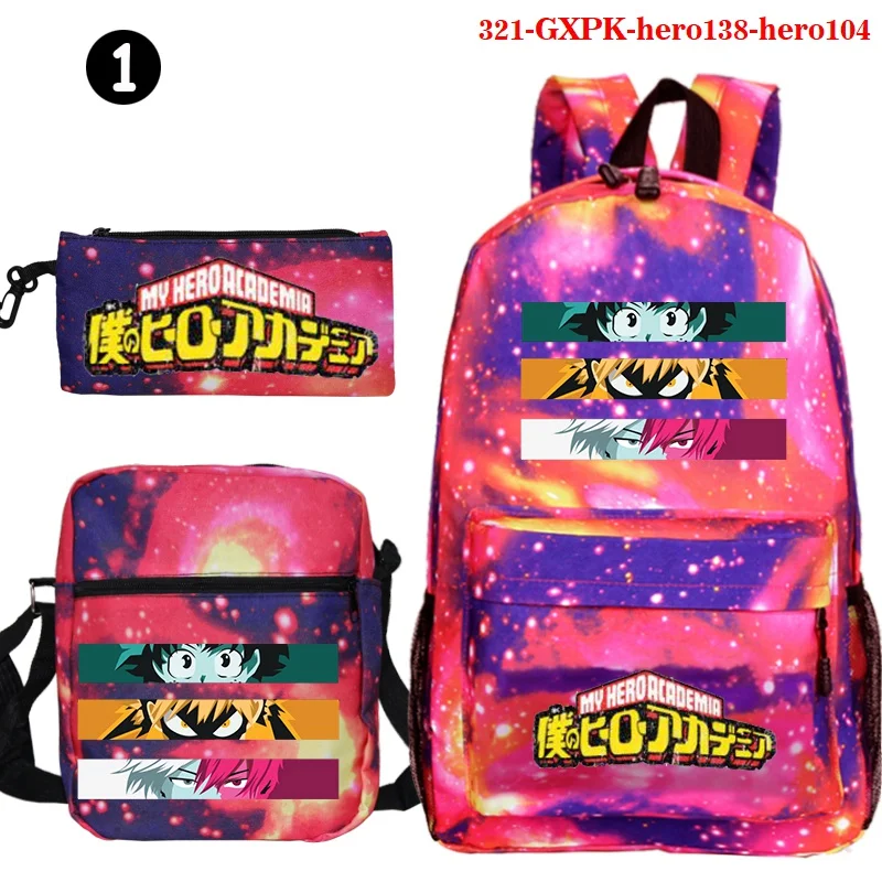 My Hero Academia Backpack Messenger Bag Pencil Case 3pcs Set Students School Supplies Teens Fashion Backpack Casual Shoulder Bag