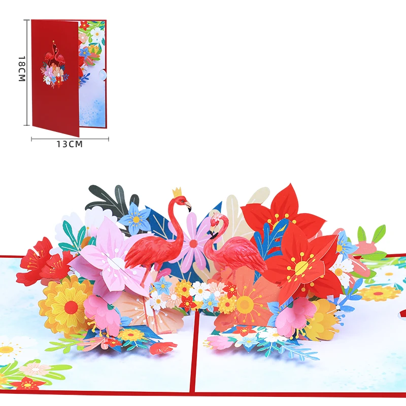 

For Love 3D Flamingo Pop Up Greeting Card, Thank You Card, Anniversary Celebration, Valentine ,Flowers, Birthday Gift, Sympathy