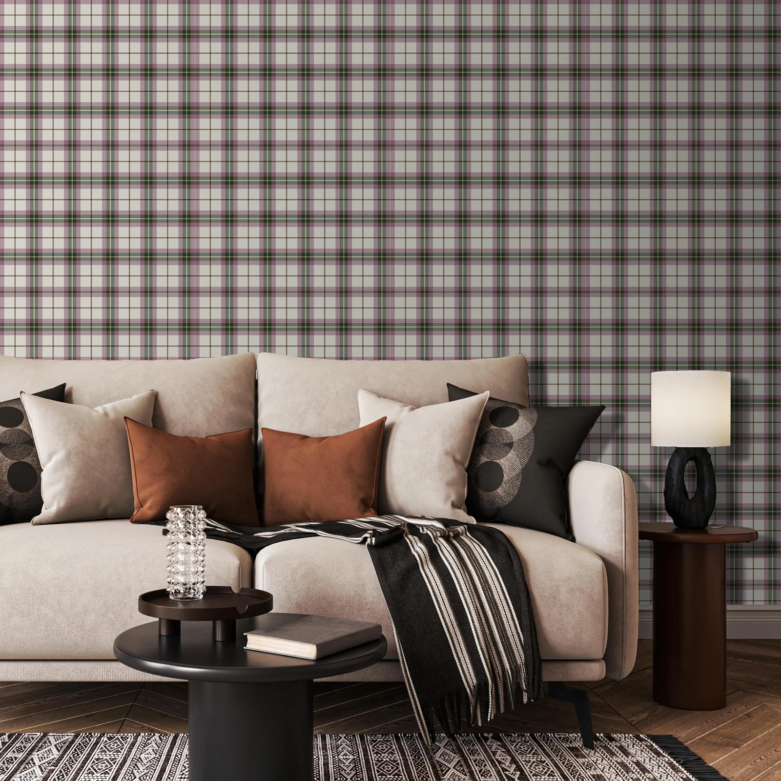 

Классические обои с клетчатым узором, розовые и зеленые самоклеящиеся обои для гостиной, настенная бумага в шотландскую клетку, отслаивающаяся и наклейка