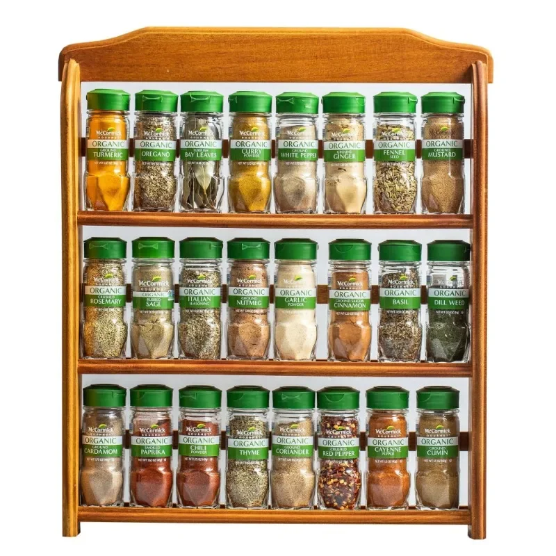 

New Upgrade Three Tier Wood 24 Piece Spice Rack, 27.6 oz Box