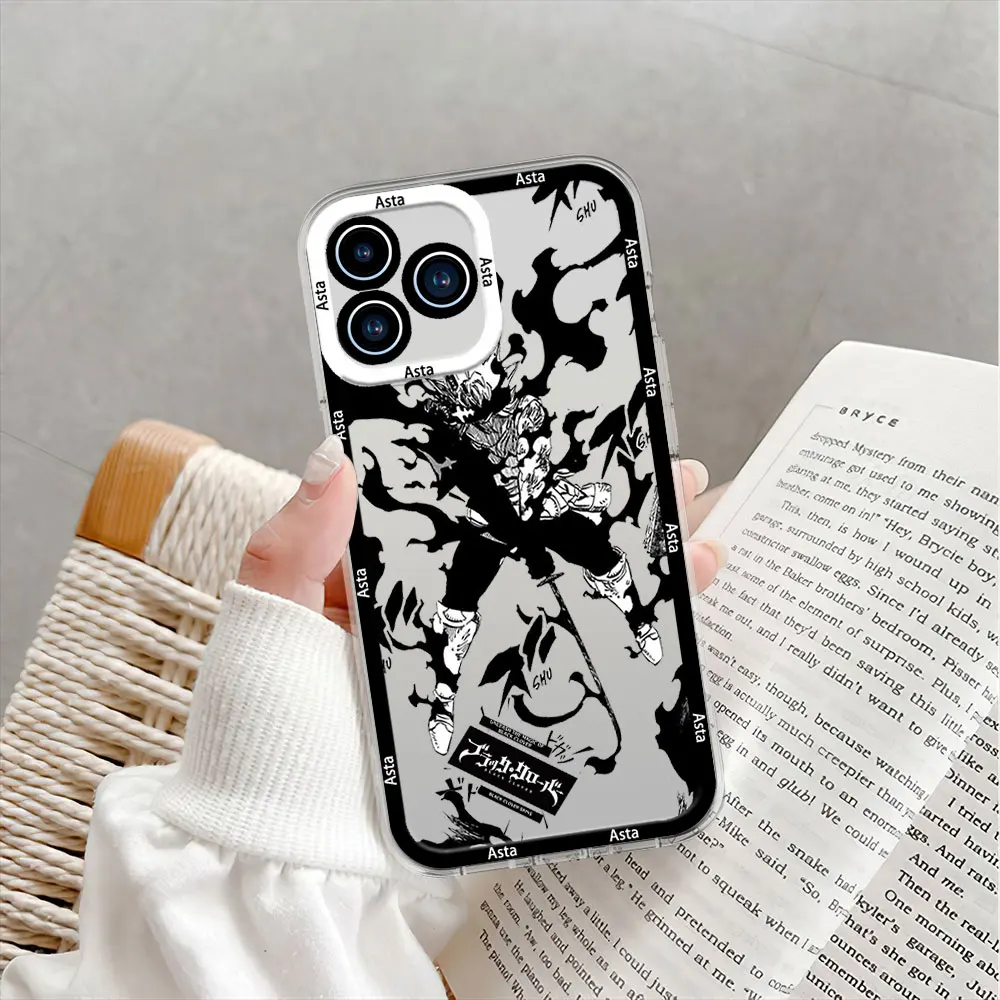 Bilibili Anime Black Clover Asta Phone Case for iPhone 12 11 13 14 15 16 Max Pro Plus Transparent Bezel Shell