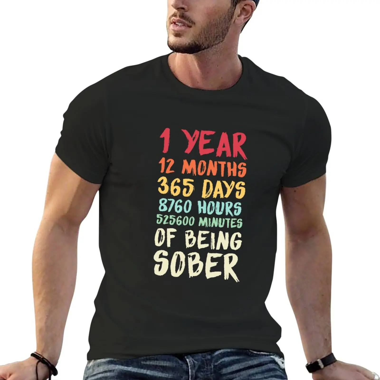 New 1 Year Sober Anniversary T-Shirt t-shirts man plus size t shirts anime mens graphic t-shirts funny