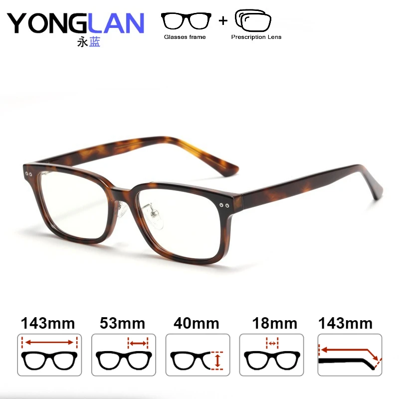 

YONGLAN Handmade Acetate Prescription Glasses Men Optical Eyeglasses for Square Anti Blue Light Myopia/Photochromic