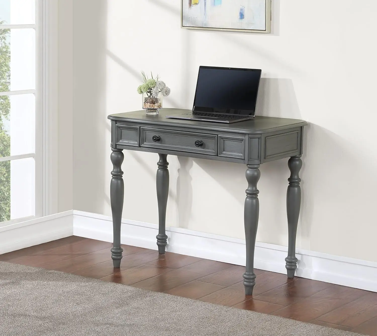 Osp Home Furnishings Country Meadows 36 Inch Writing Desk With Drawer, Plantation Grey