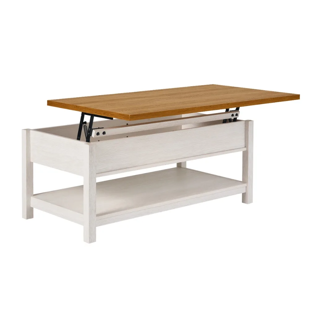 현대식 농가 ​​커피 테이블, 설화석고 및 라이트 허니 마감