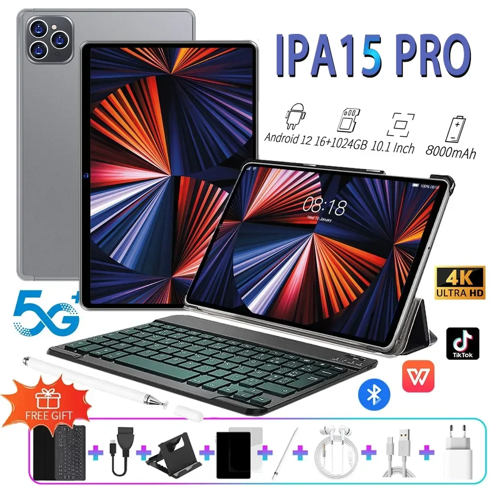 

2024 Original Version Pa15 Pro 4K HD 16+1TB Tablet 5G Snapdragon 888 Wifi Android Google Play Tablets PC Global Mi Tab