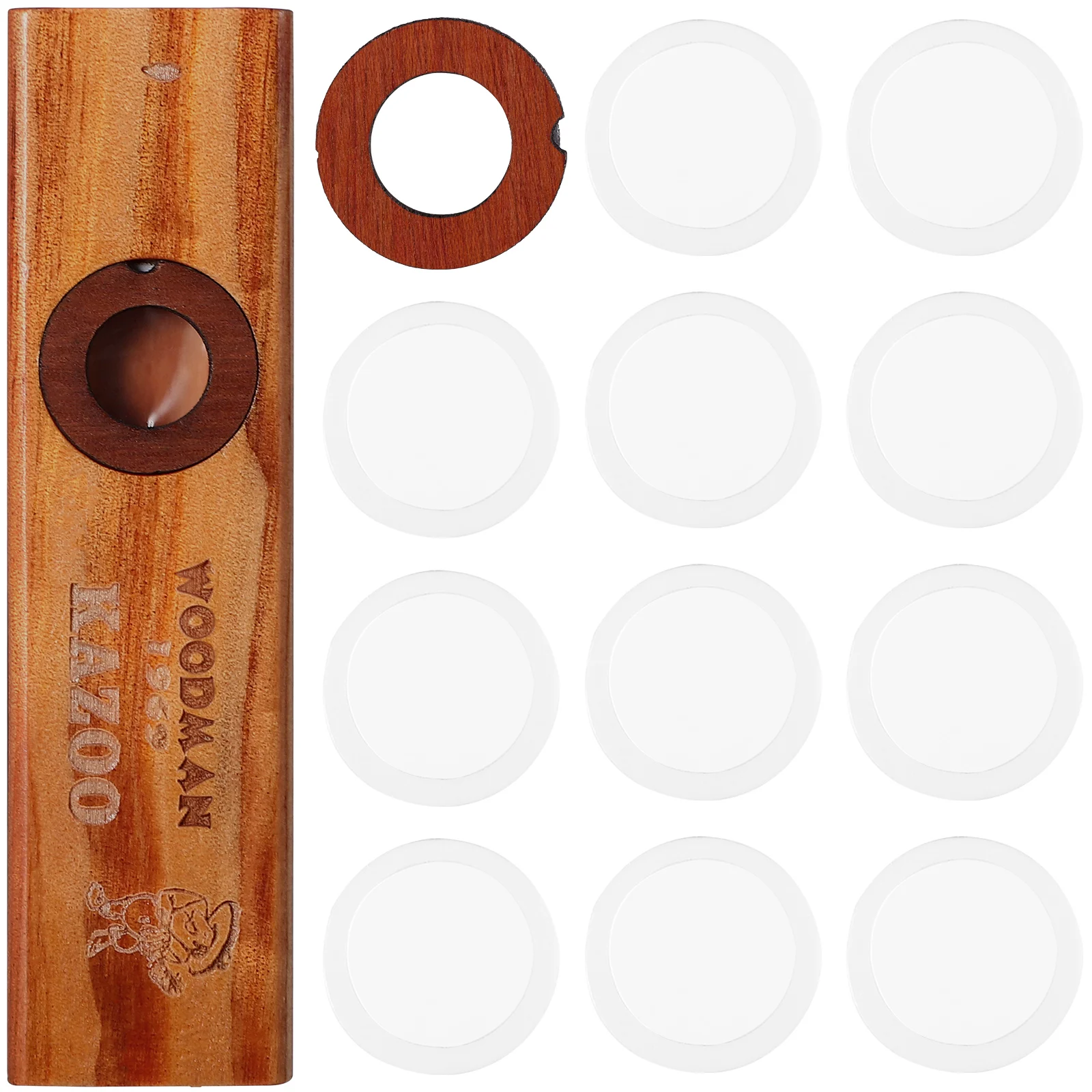 

1 set Solid Wood Kazoo Flute Musical Instrument for Kids Beginners Easy to Learn Membranes Guitar Partner Durable Portable Fun