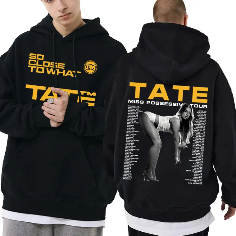 

Singer Tate Mcrae Pop Album So Close To What Miss Possessive 2025 World Tour Hoodie Men Women Casual Cotton Vintage Sweatshirt