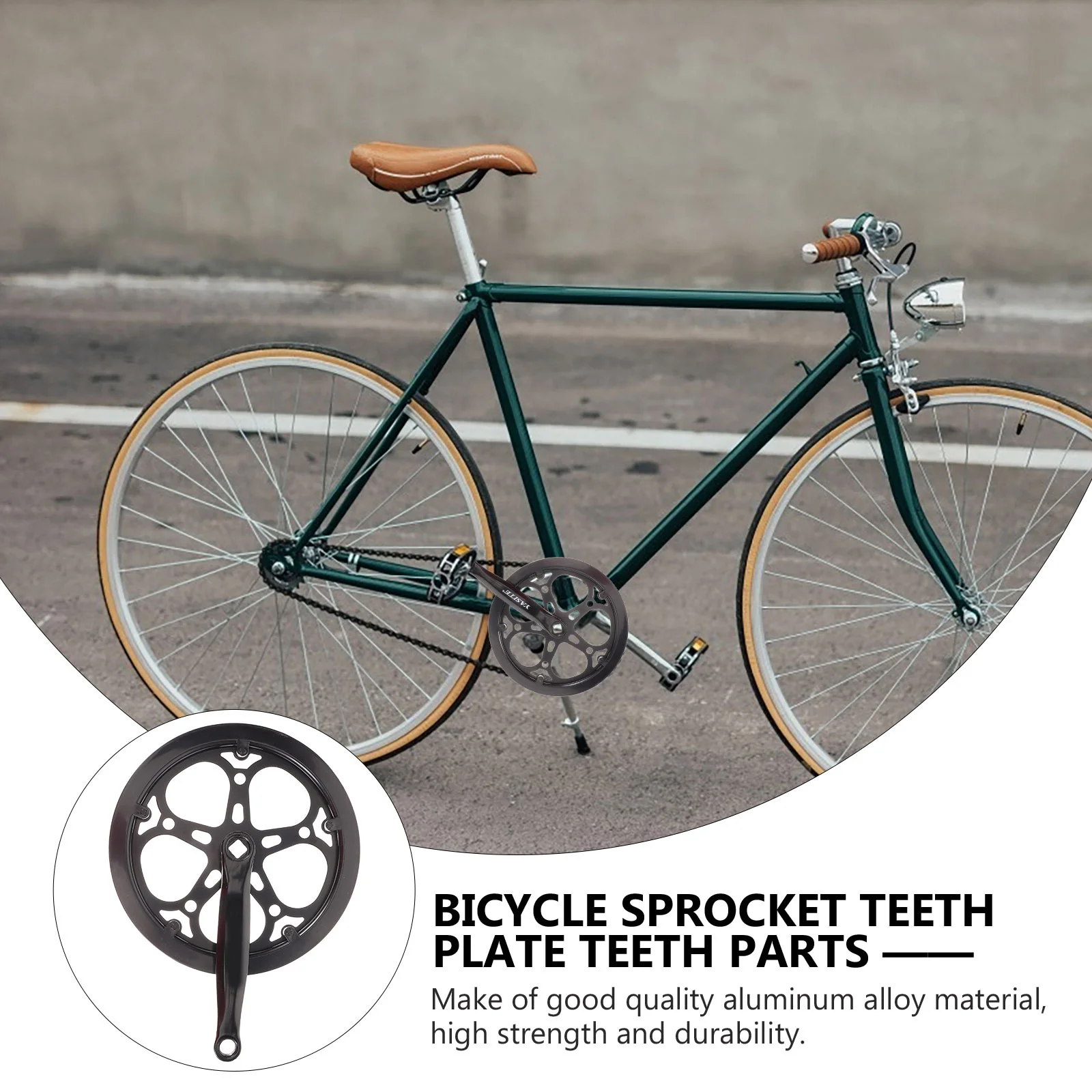 

1Set Single Ring Bike Crankset Black High Strength Iron Single Speeds Track Road Fixed Gear Bike Replacement Metal Sprocket Gear