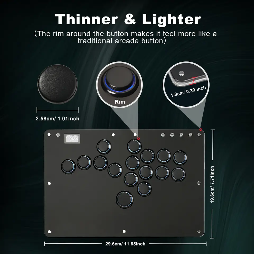 وحدة تحكم Haute42 R16 بدون عصا تحكم، وحدة تحكم أركيد بدون عصا لـ PC/ PS4/PS5/Steam Hitbox Fightstick - 4