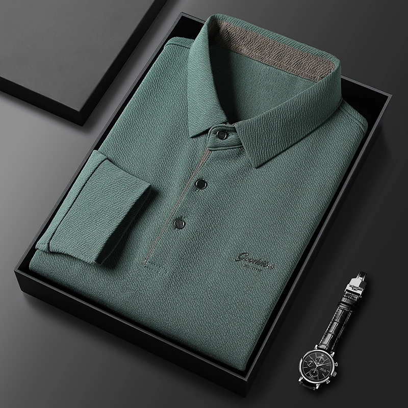 

High end long sleeved men's polo shirt autumn fashion letter printed comfortable casual top high-end high-end design T-shirt