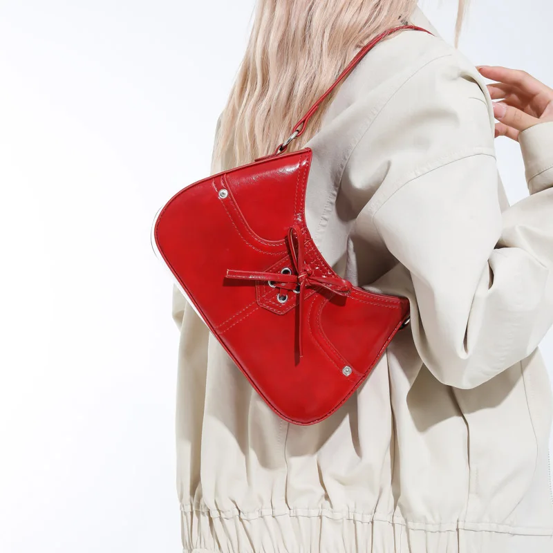 

2025 Bow Drawstring Underarm Bag, Chic Versatile New Patchwork Shoulder Bag with Bow Trendy