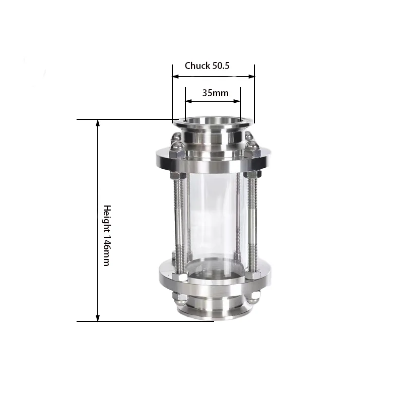 

Dioptrías de cristal de visión de flujo trébol con triple abrazadera 1,5 ", compatible con tubo 38mm OD SUS 304