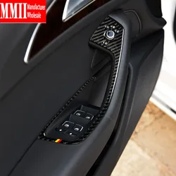 For Audi A6 S6 C7 A7 S7 4G8 2012-2018 Carbon Fiber Stickers Window Lifting Switch Button Panel Trim Interior Car Accessories