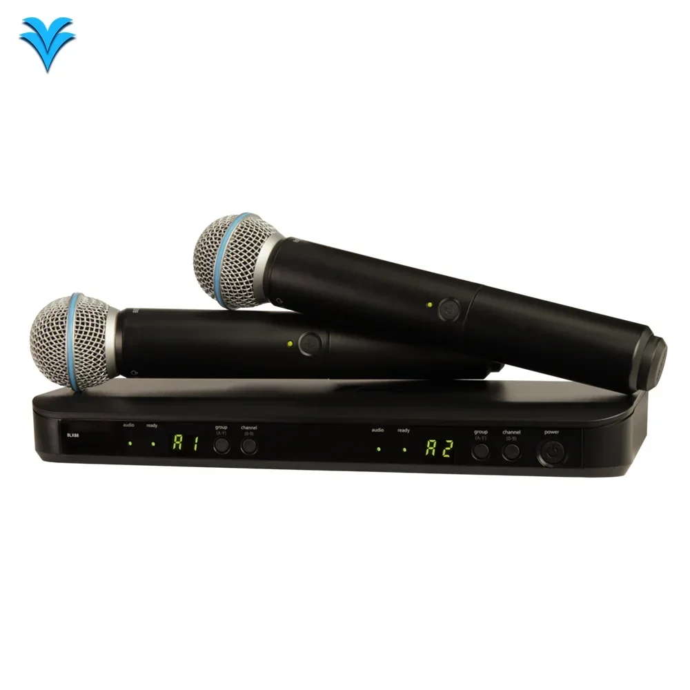 BLX288  BETA58 58A UHF Wireless Microphone Professional 2 Channel Mic Handheld Dynamic Dual Kit for Karaoke Stage Performance