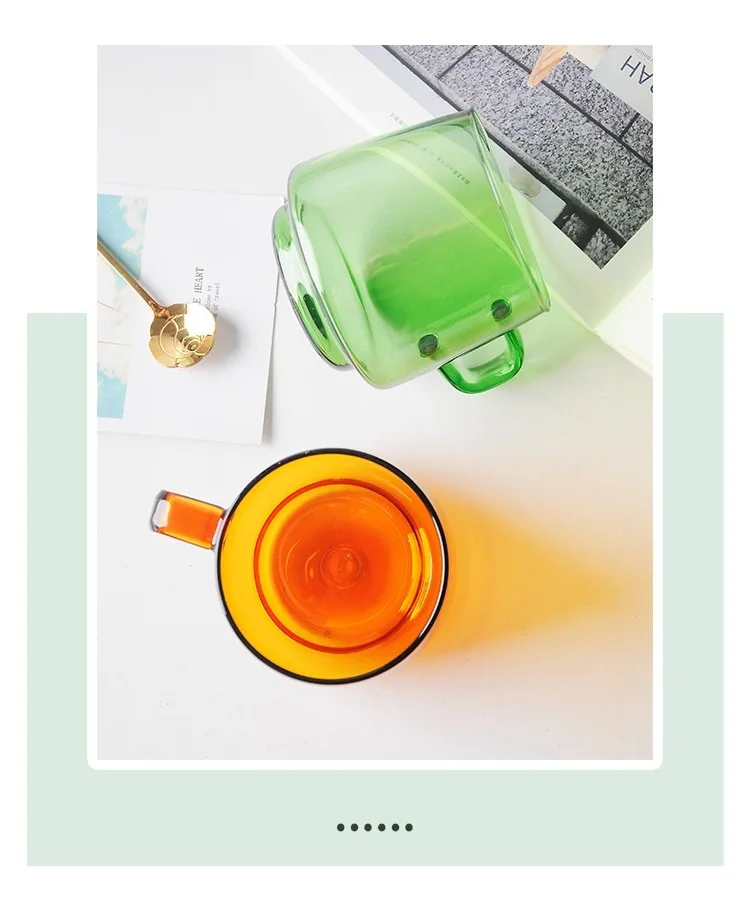 Set Di 2 Tazze In Vetro Borosilicato Color Ambra Serro, 350 Ml, Per Caffè, Tè E Latte, Manico Ergonomico, Lavabili In Lavastoviglie