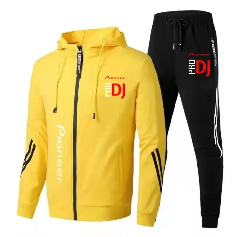 

2024 Pioneer Pro DJ Fashion Zipper Hooded Sweater Casual Sports Quick Drying Men's Set Clothes+Pants Men's Set