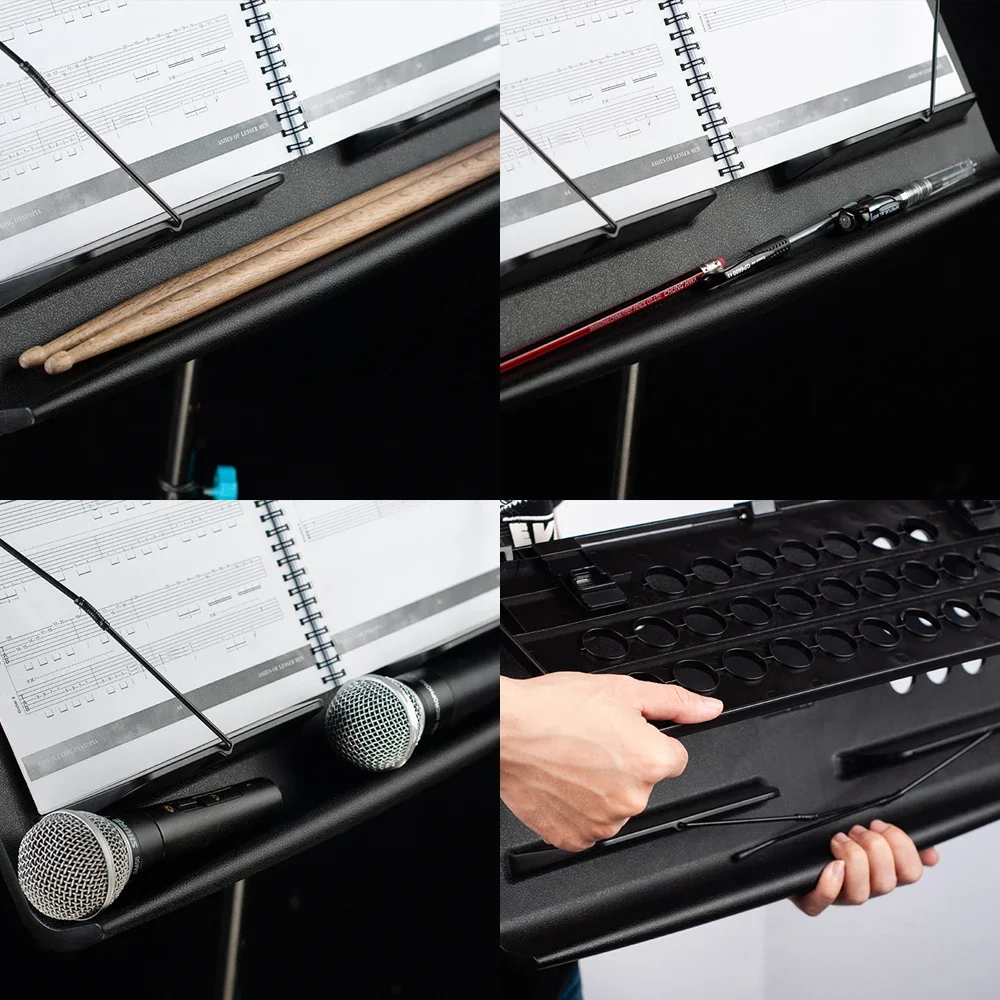 GUITTO GSS-01 حامل ورقة الموسيقى القابل للطي مع حقيبة حمل قابلة للفصل من سبائك الألومنيوم حامل الموسيقى ثلاثي القوائم ارتفاع قابل للتعديل