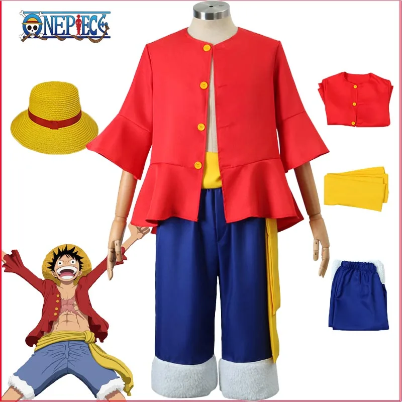 

Луффи Косплей Костюм Аниме One Piece Monkey D Униформа Красные Топы Брюки Шляпа Полный Комплект Взрослых Детей Хэллоуин Карнавальные Вечерние Костюмы