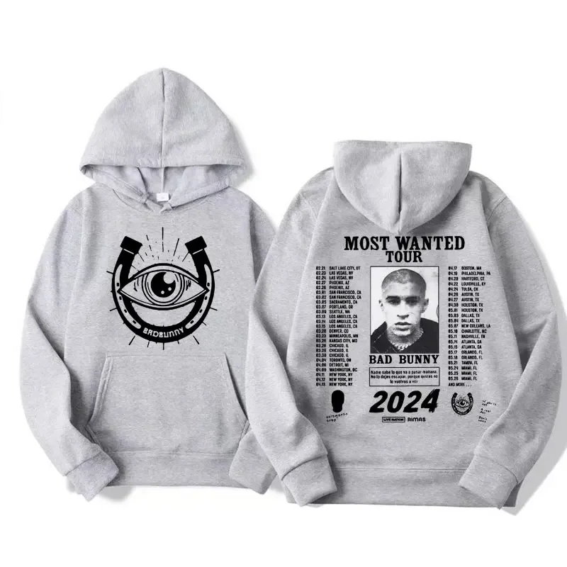 Hip Hop Bad Bunny 2024 Most Wanted Tour Hoodie Men's Women's Nadie Sabe Lo Que Va A Pasar Manana Album Oversized Sweatshirt Tops