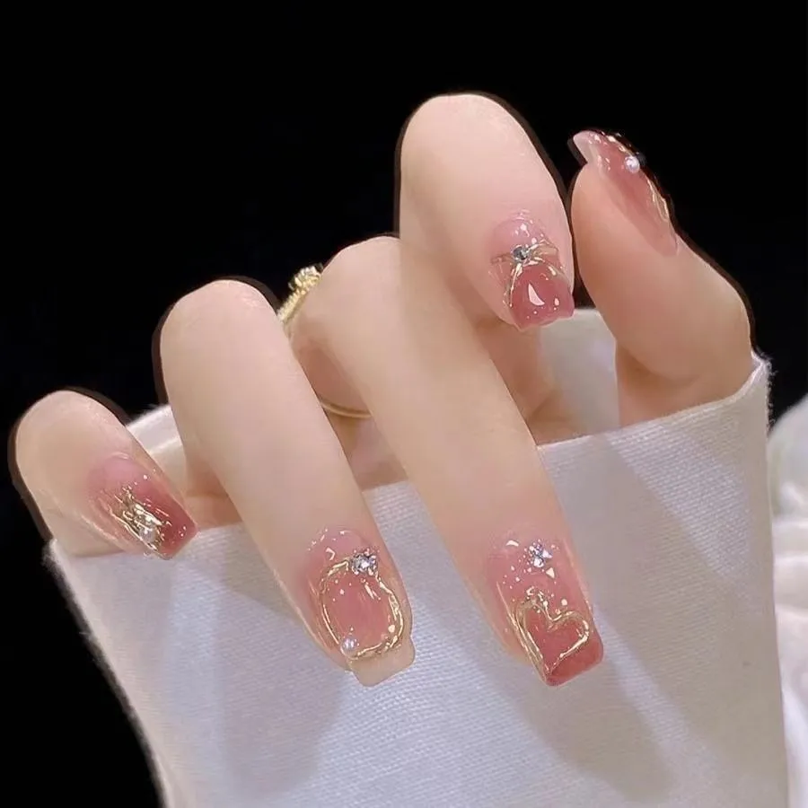 

Вирусные японские наклейки для ногтей в стиле 3D: золотая фольга, сердечки, полые круги, геометрические узоры, самоклеящиеся стикеры для DIY маникюра