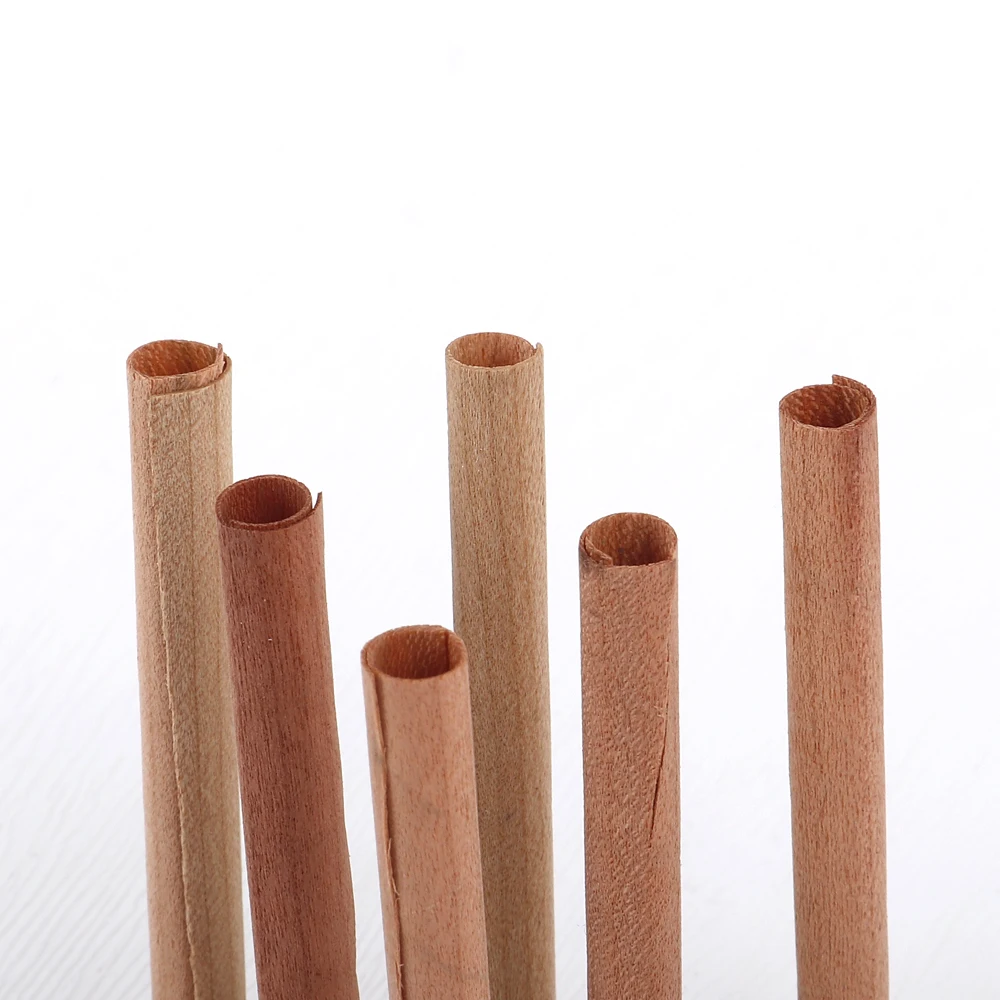 10Pcs Wooden Candle Wicks Round Tube Natural Smokeless Wood Candle Core DIY Candle Making Supplies Handmade Soy Parffin Wax Wick